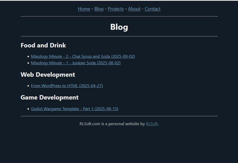 Screenshot of the old website format