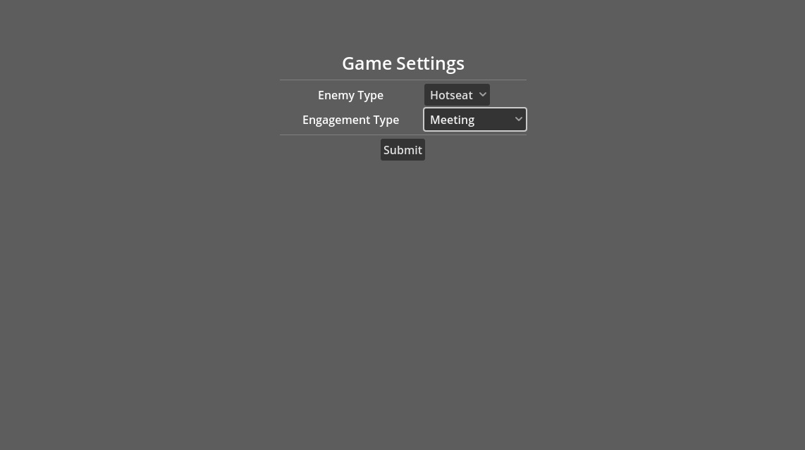 Screenshot of the Small Combat game settings screen. Taken on January 13, 2026.