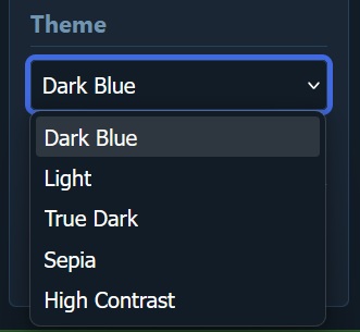 Screenshot of the various theme options available on the website.