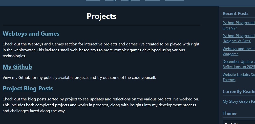 The Projects Page After Cleanup
