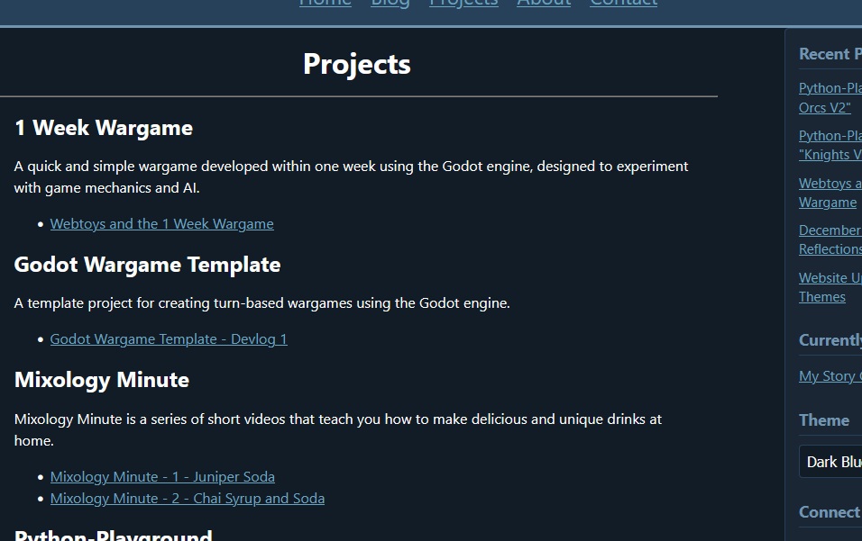 The Projects Page Before Cleanup