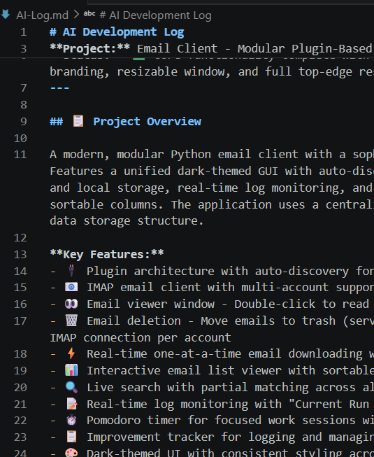 AI Log screenshot